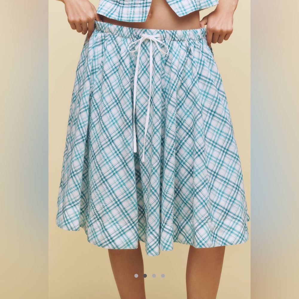 Maeve drawstring a line cotton midi skirt